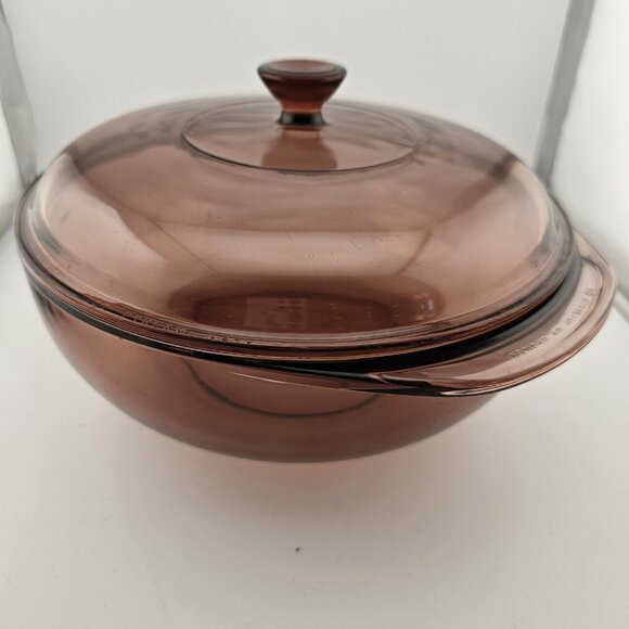 Pyrex Visions Cranberry Casserole Dish & Lid #024C Corning 2qt - Picture 15 of 16